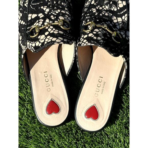 Gucci Princetown Romantic lace horsebit mules Black/Cream lace detail Size 36 - Picture 6 of 12